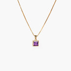 9 Carat Yellow Gold Square Amethyst Pendant - Jordans Jewellers