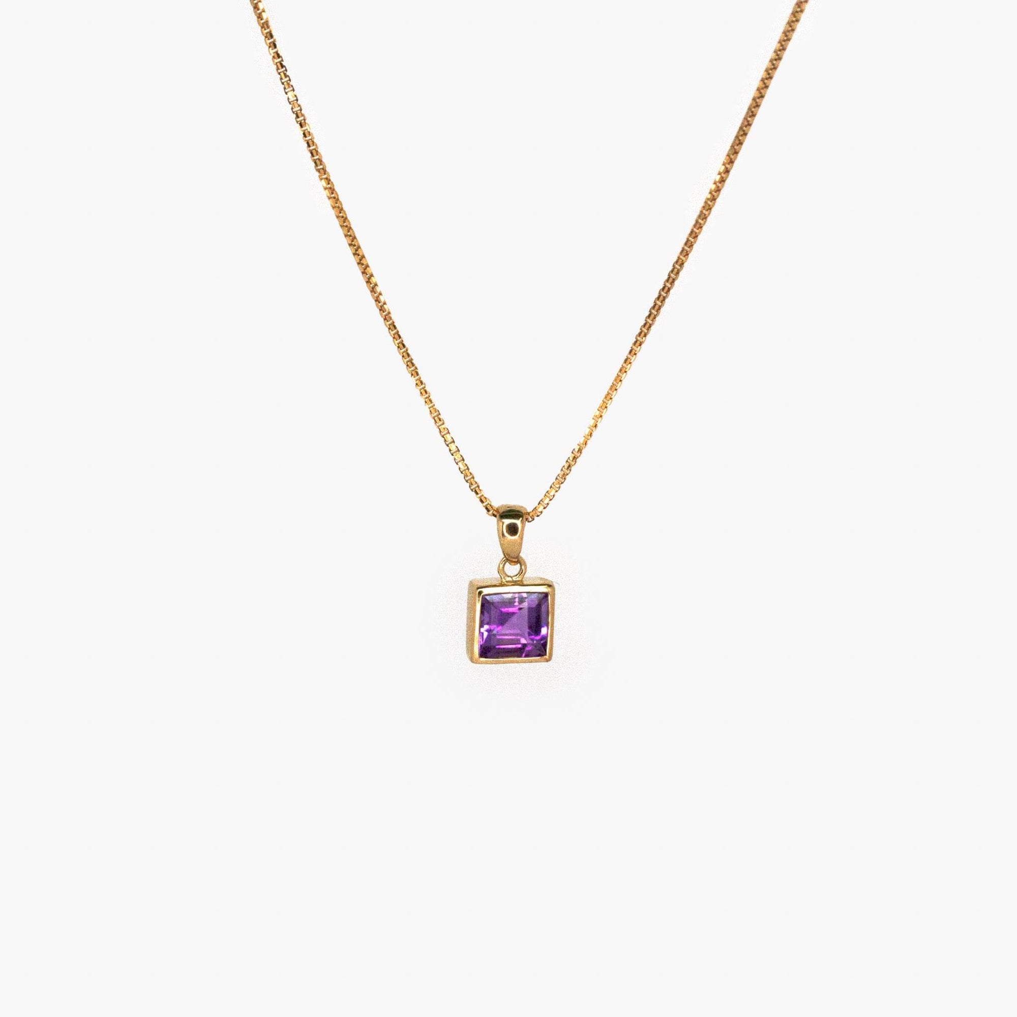 9 Carat Yellow Gold Square Amethyst Pendant - Jordans Jewellers