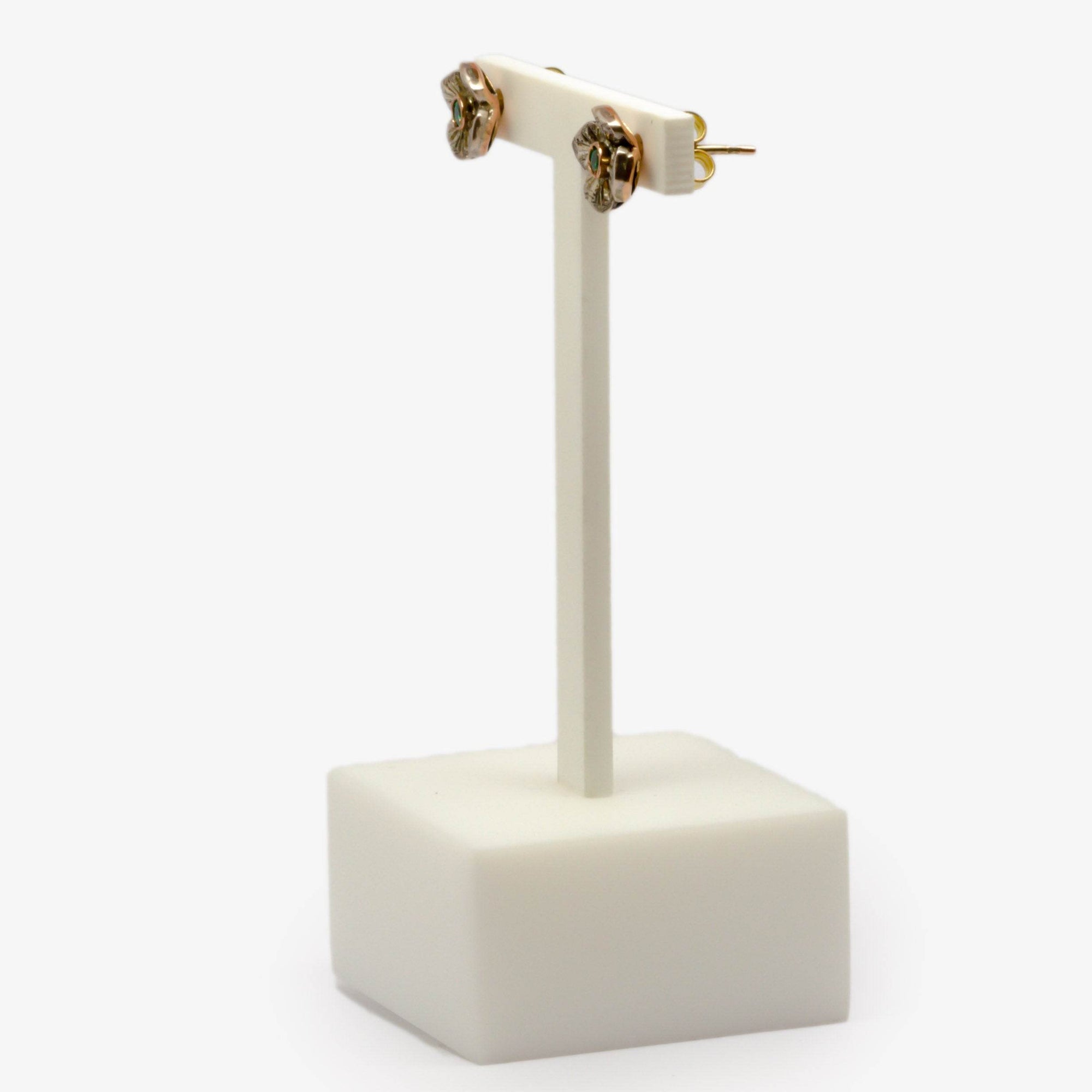 Italian Emerald Flower Stud Earrings - Jordans Jewellers