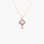 Antique 9 Carat Rose Gold & Pink Paste Pendant Necklace - Jordans Jewellers