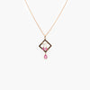 Jordans Jewellers antique 9ct rose gold, pink paste and seed pearl pendant suspended on an 9ct rose gold new wheat link chain