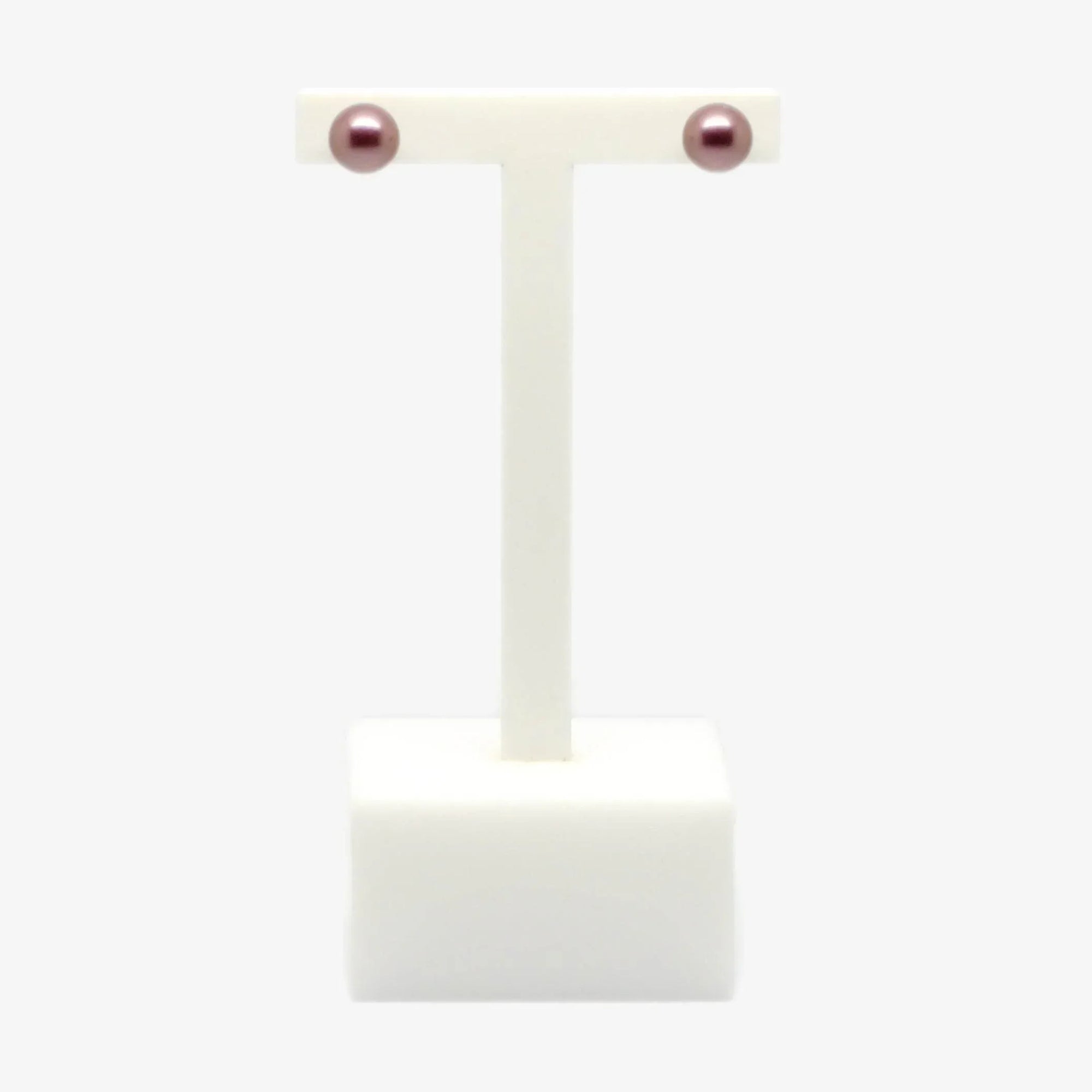 Round Purple Simulated Pearl Stud Earrings - Jordans Jewellers