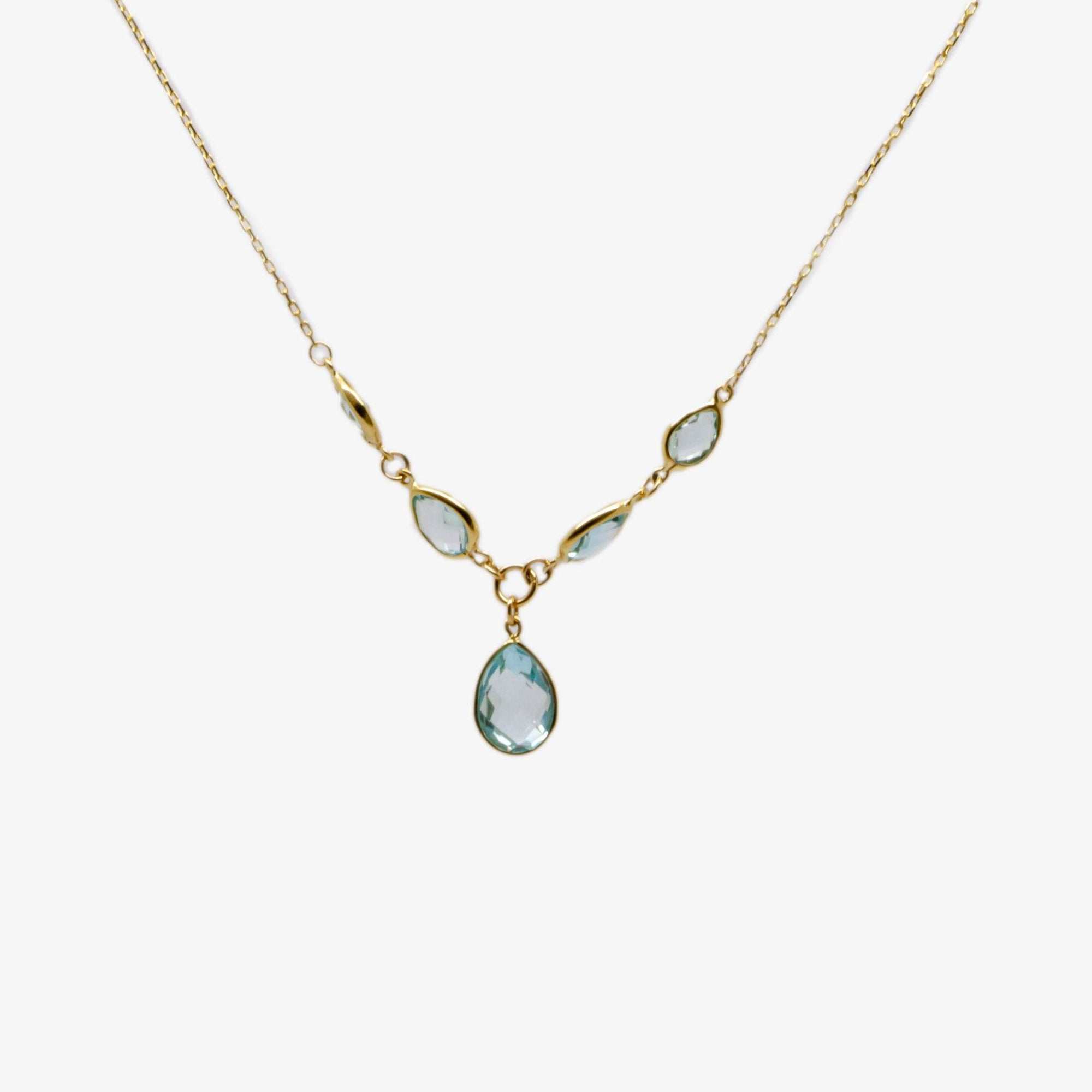 Five Stone Pear Shaped Blue Topaz Necklace - Jordans Jewellers