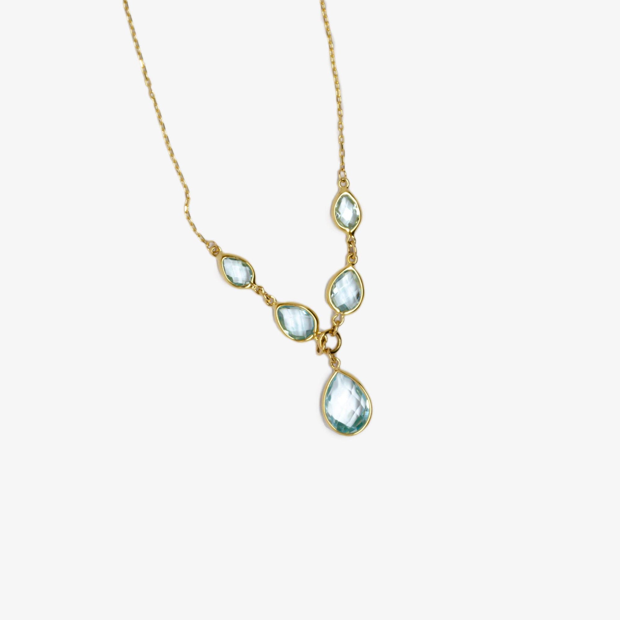 Five Stone Pear Shaped Blue Topaz Necklace - Jordans Jewellers