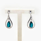 Silver Deep Blue Cubic Zirconia Drop Earrings - Jordans Jewellers