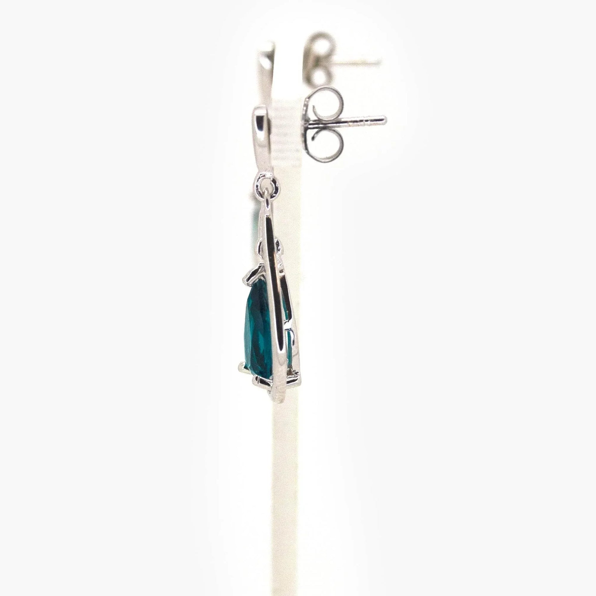 Silver Deep Blue Cubic Zirconia Drop Earrings - Jordans Jewellers
