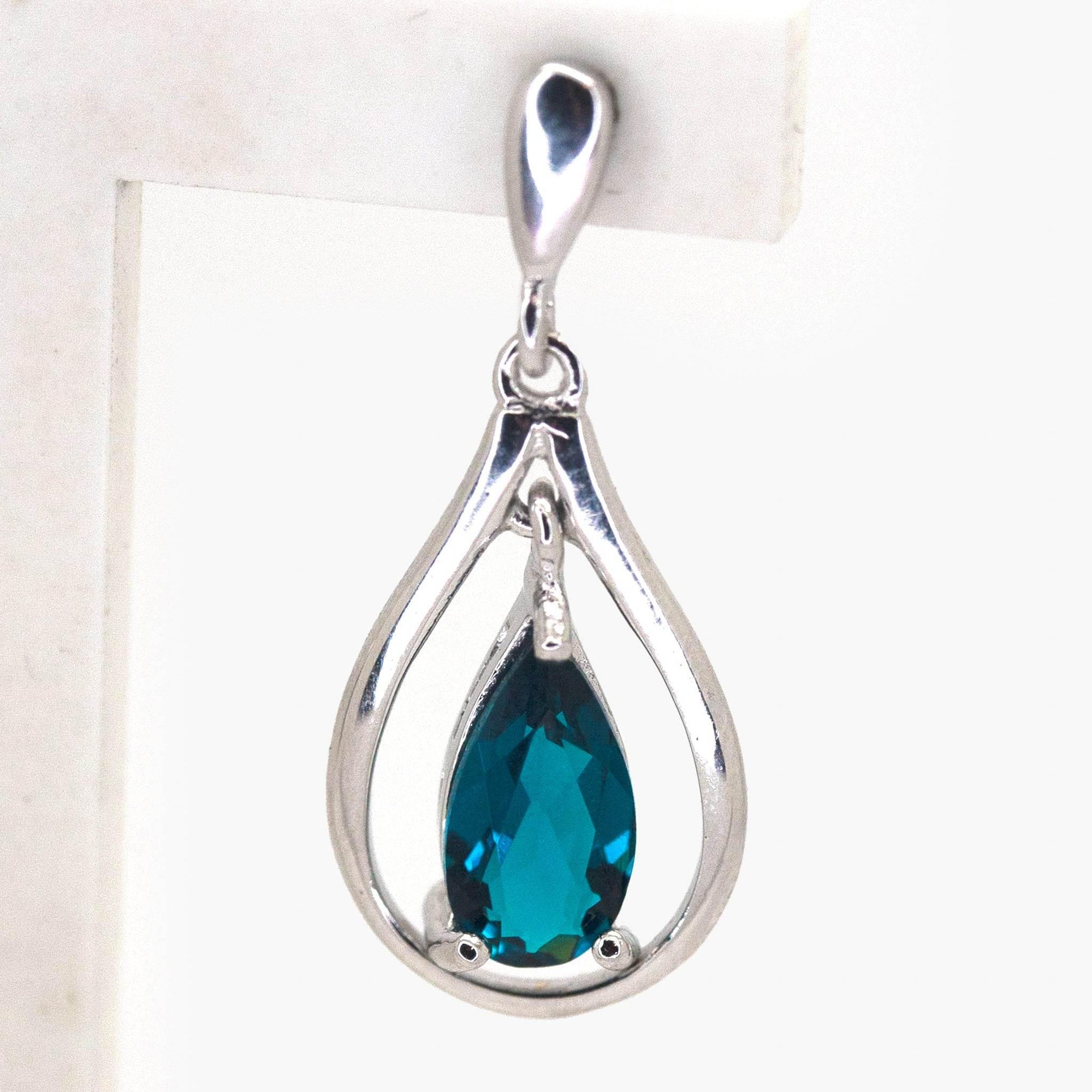 Silver Deep Blue Cubic Zirconia Drop Earrings - Jordans Jewellers