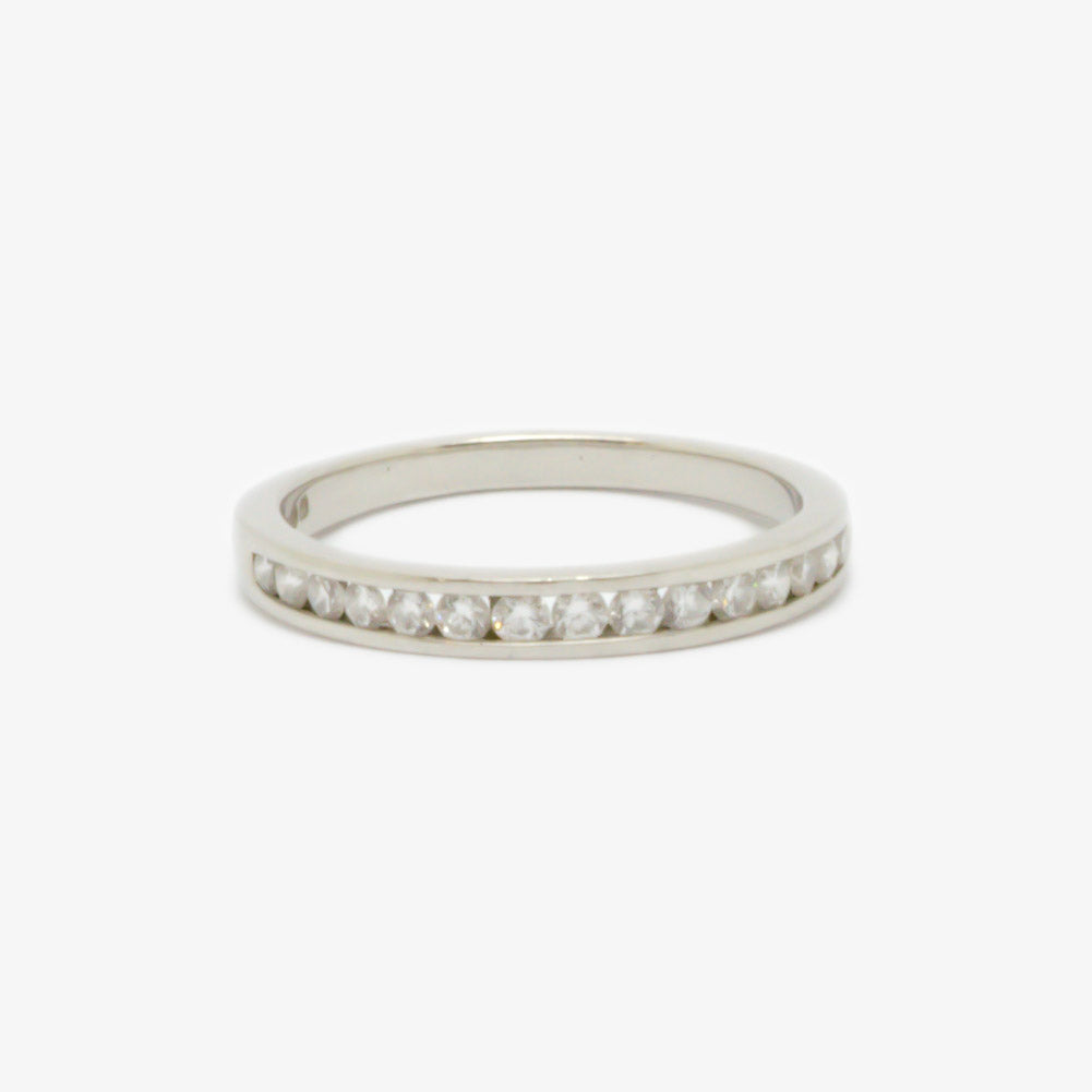Jordans Jewellers platinum channel set half eternity diamond ring