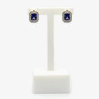 Dark Blue Rectangle Cubic Zirconia Earrings - Jordans Jewellers