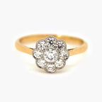 18ct Yellow Gold 0.54ct Diamond Flower Ring In Platinum Setting - Jordans Jewellers