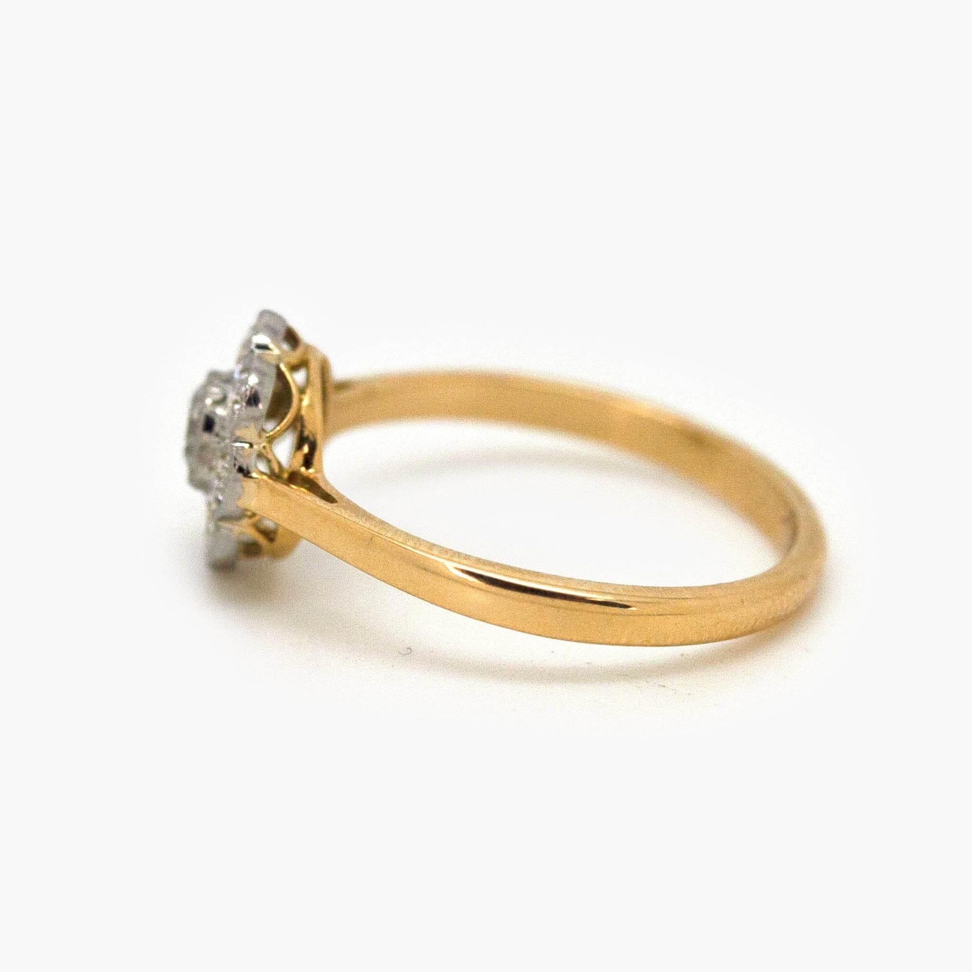 18ct Yellow Gold 0.54ct Diamond Flower Ring In Platinum Setting - Jordans Jewellers