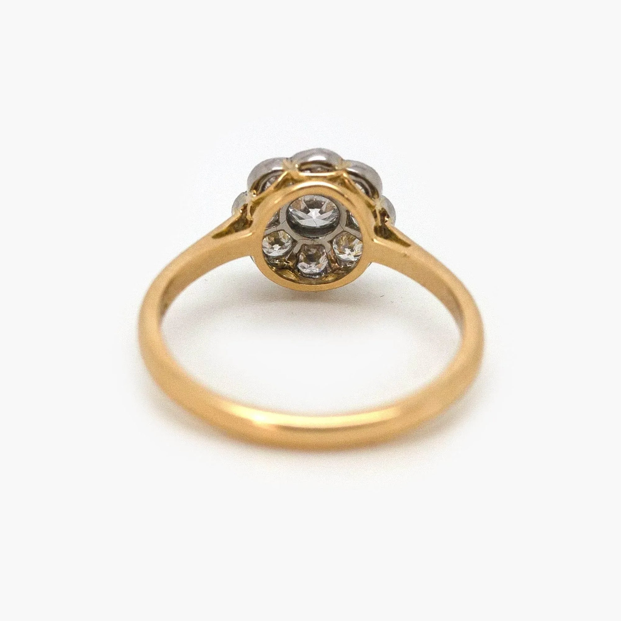 18ct Yellow Gold 0.54ct Diamond Flower Ring In Platinum Setting - Jordans Jewellers