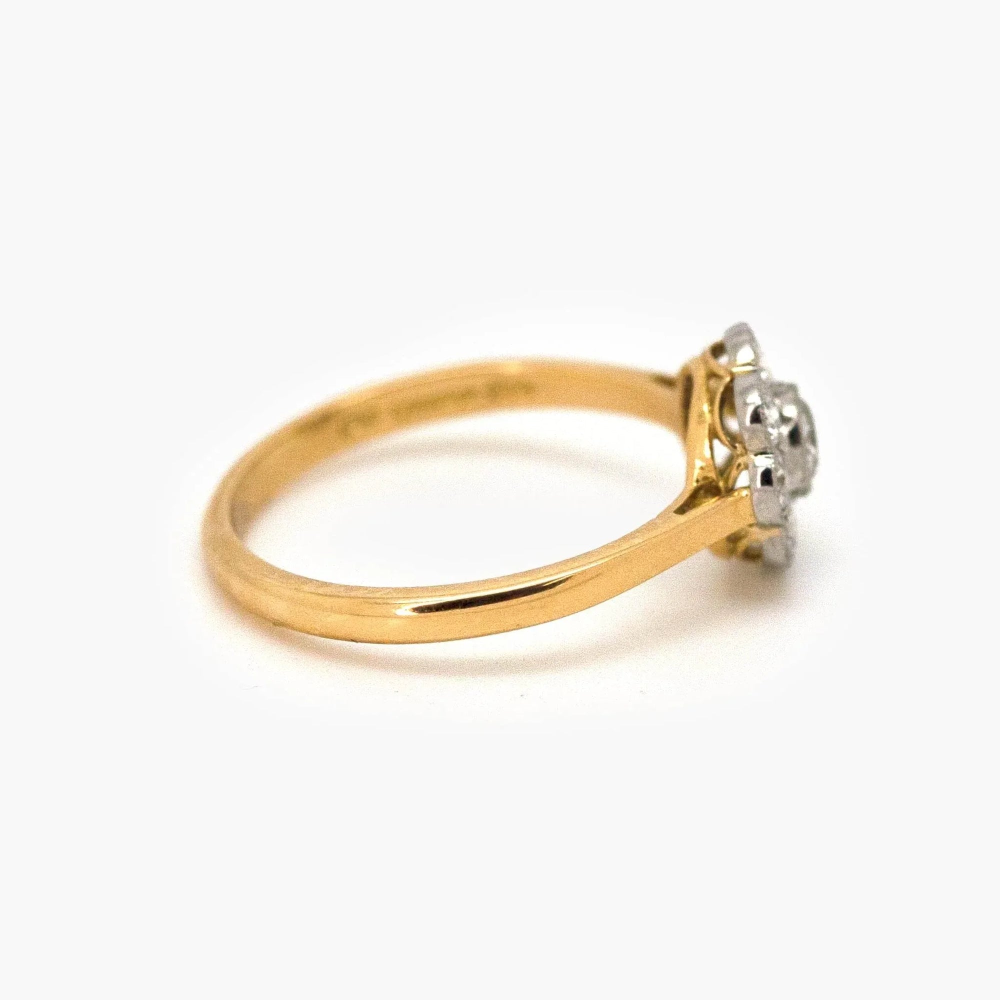 18ct Yellow Gold 0.54ct Diamond Flower Ring In Platinum Setting - Jordans Jewellers