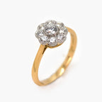 18ct Yellow Gold 0.54ct Diamond Flower Ring In Platinum Setting - Jordans Jewellers