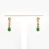 Pear Shaped Emerald & Four Diamond Drop Earrings