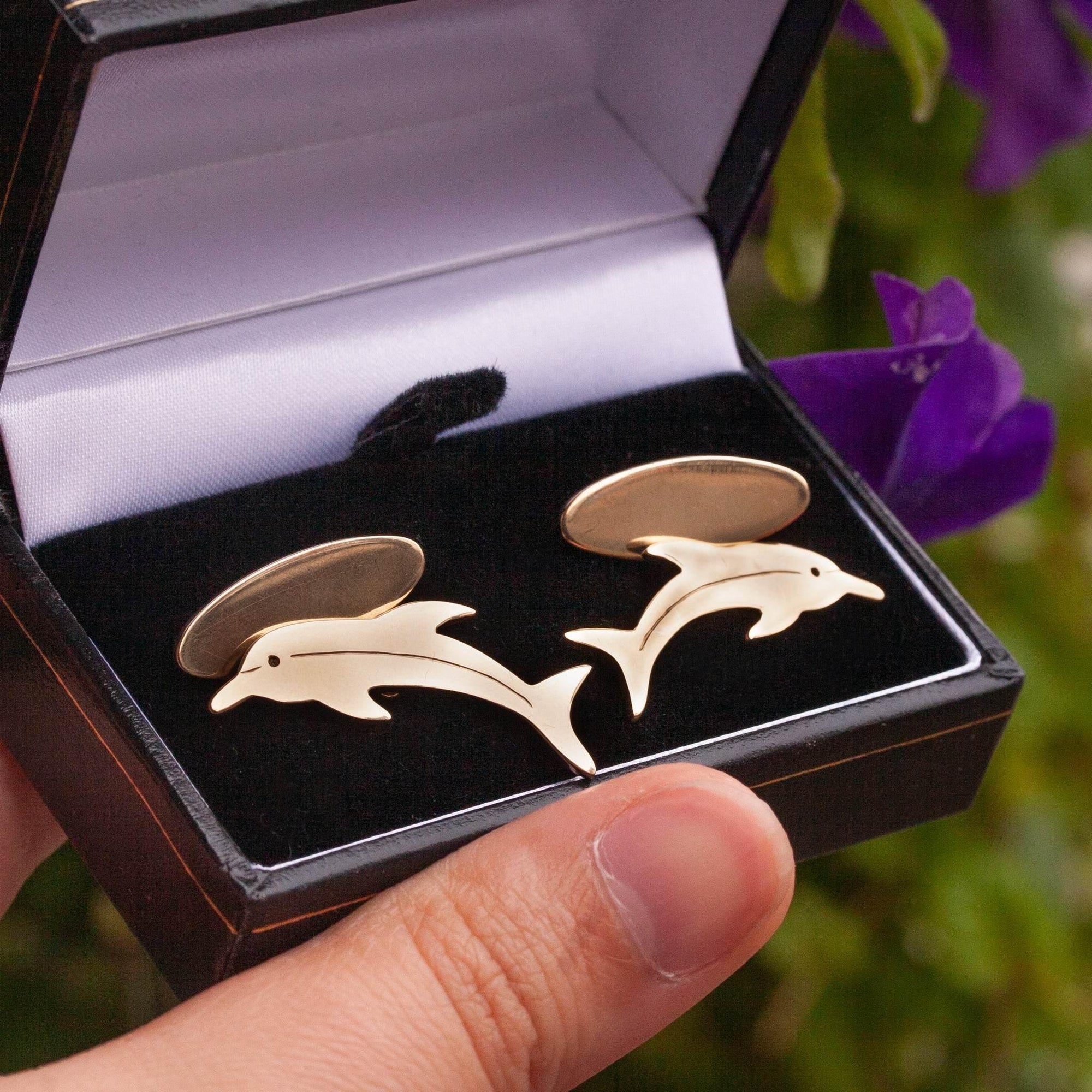 Pre-Owned 9 Carat Gold Dolphin Cufflinks - Jordans Jewellers