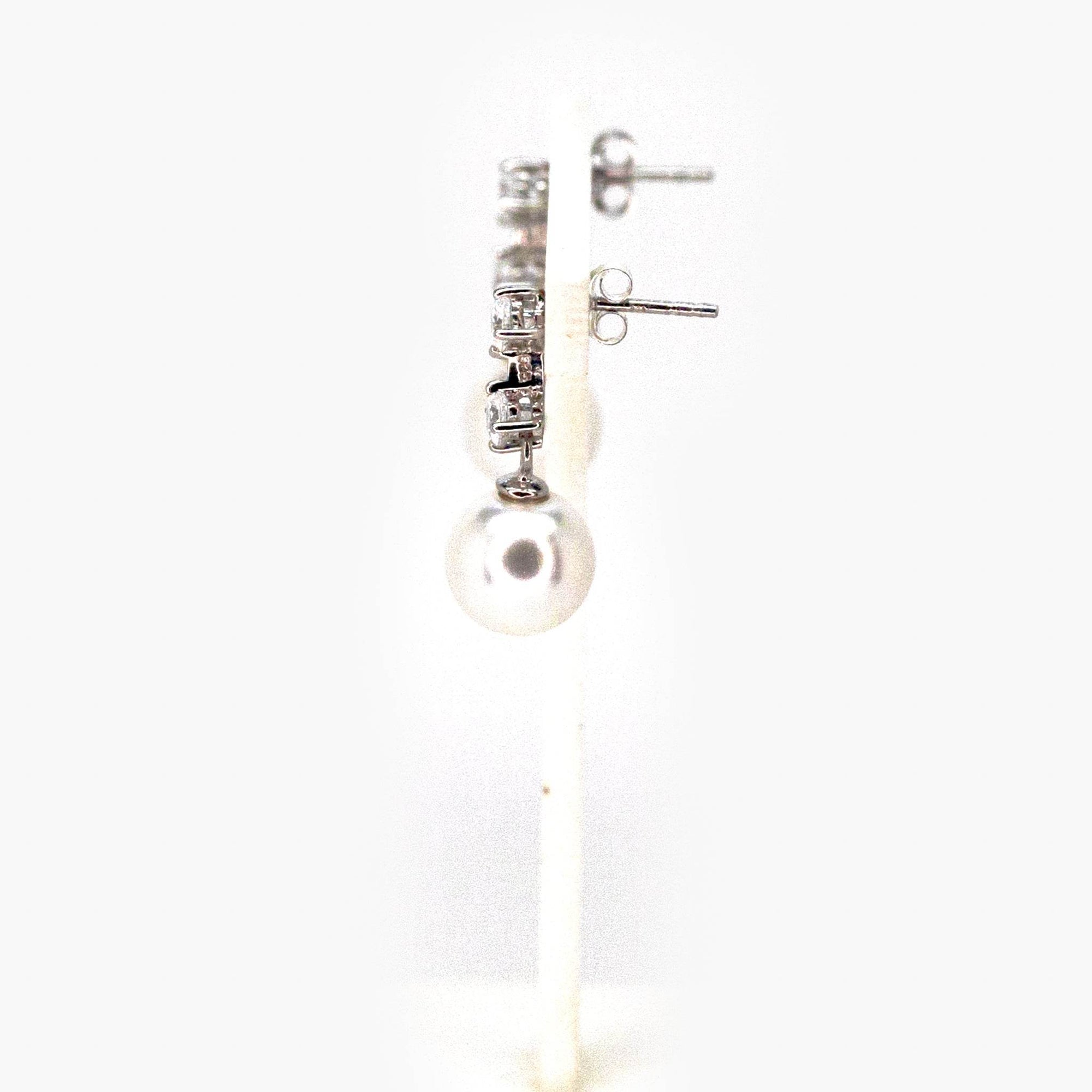 Double Cubic Zirconia & Simulated Pearl Earrings - Jordans Jewellers