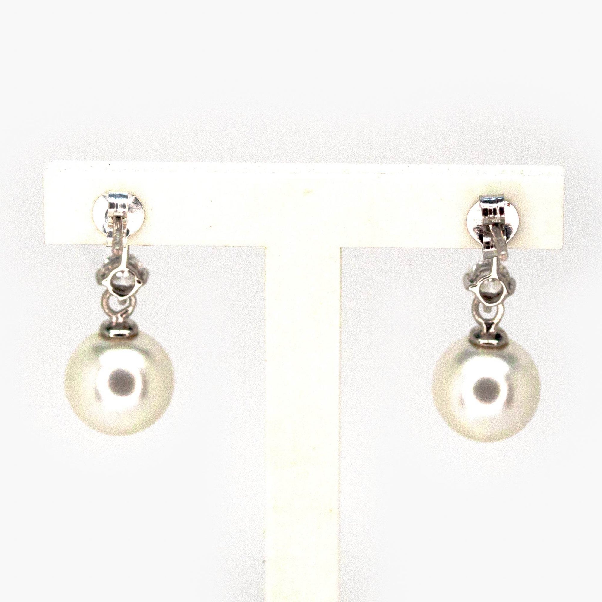 Double Cubic Zirconia & Simulated Pearl Earrings - Jordans Jewellers
