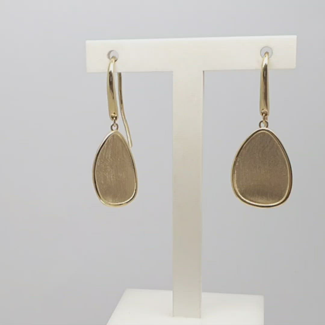 Jordans Jewellers oval brushed 9ct yellow gold drop earrings - Alternate shot 1 - Video 1