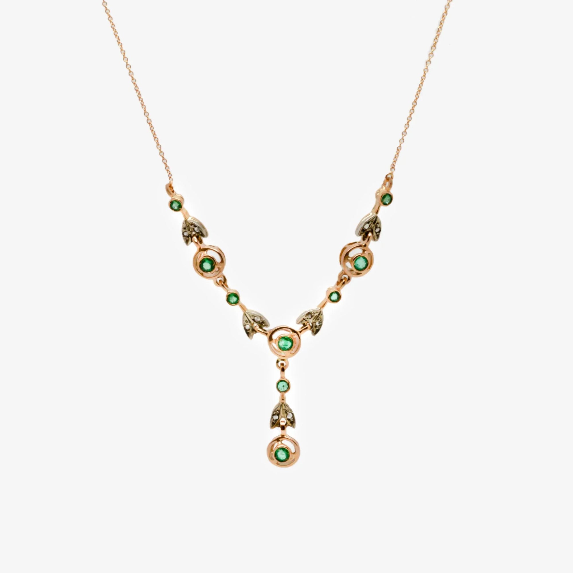 Italian Emerald & Diamond Necklace - Jordans Jewellers