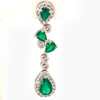 Asymmetrical Emerald & Diamond Drop Earrings
