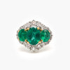 Pre-Owned Oval Three Stone Emerald & Diamond Ring
