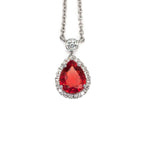 18 Carat White Gold Fire Opal & Diamond Pendant - Jordans Jewellers