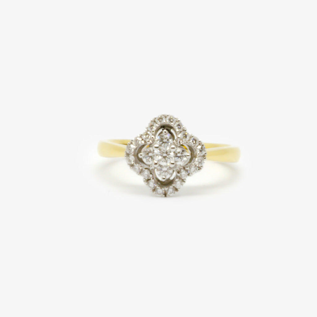 Jordans Jewellers 18ct gold flower cluster diamond ring