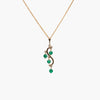 9 Carat Gold Four Stone Emerald Drop Pendant Necklace