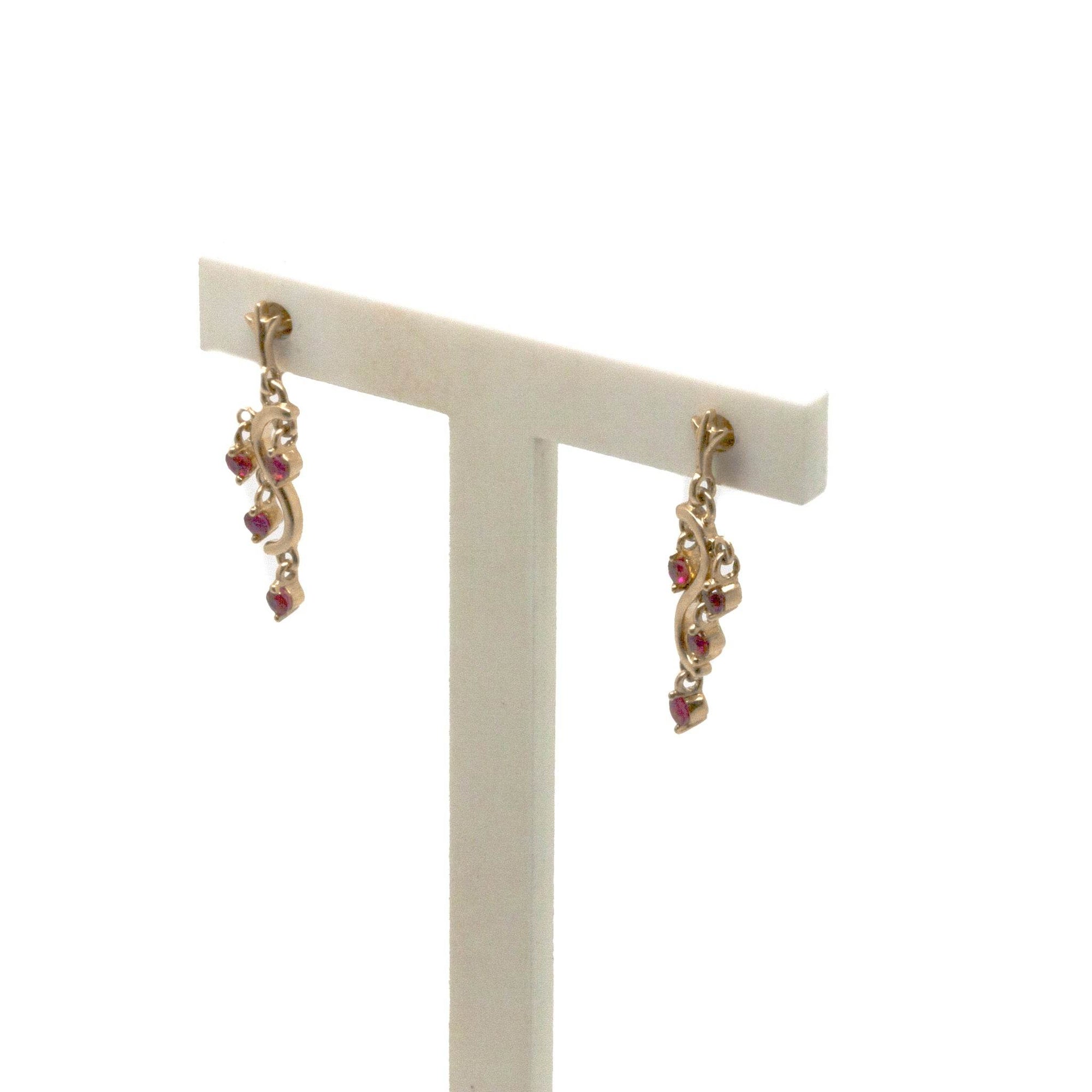9 Carat Gold Four Stone Ruby Drop Earrings - Jordans Jewellers