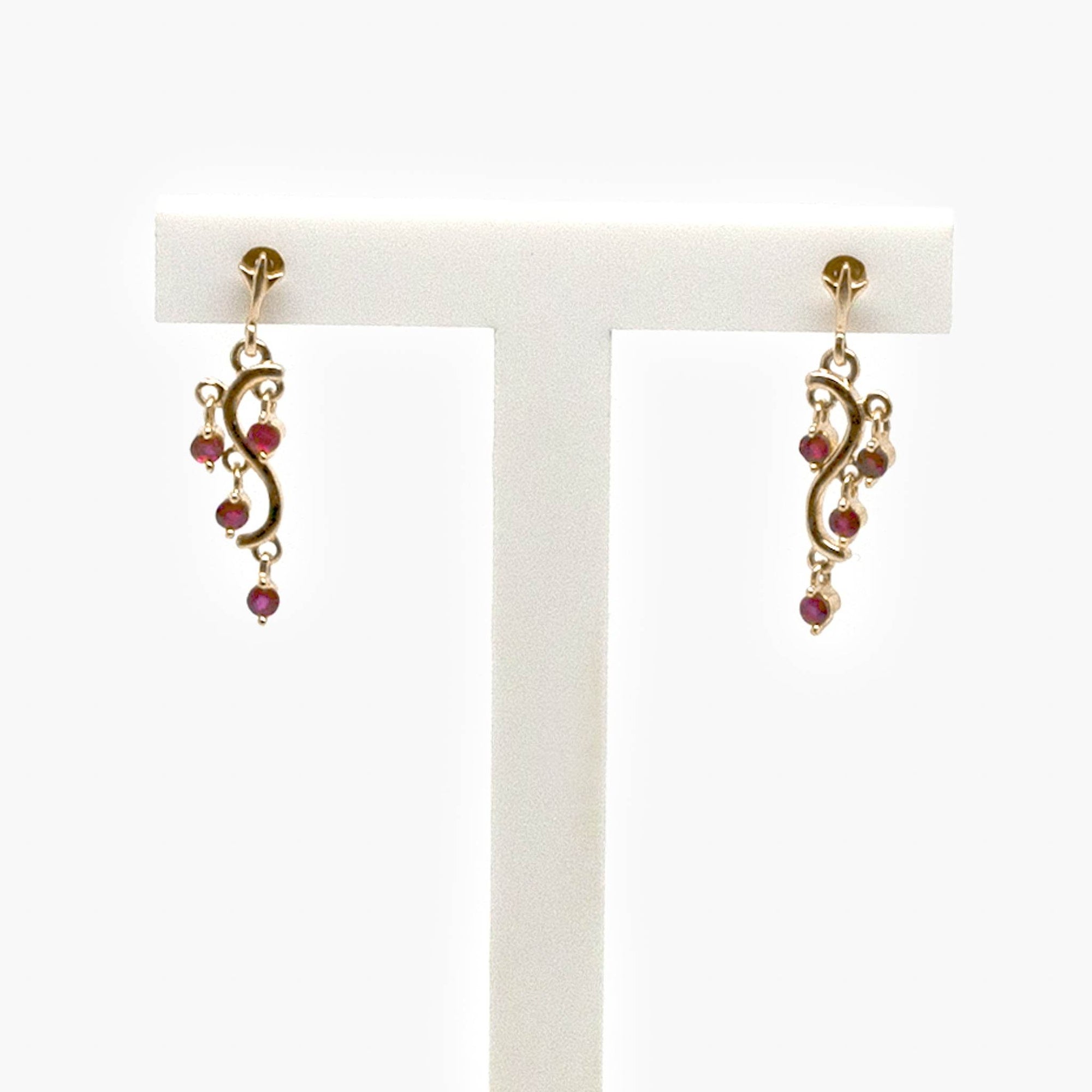 9 Carat Gold Four Stone Ruby Drop Earrings - Jordans Jewellers