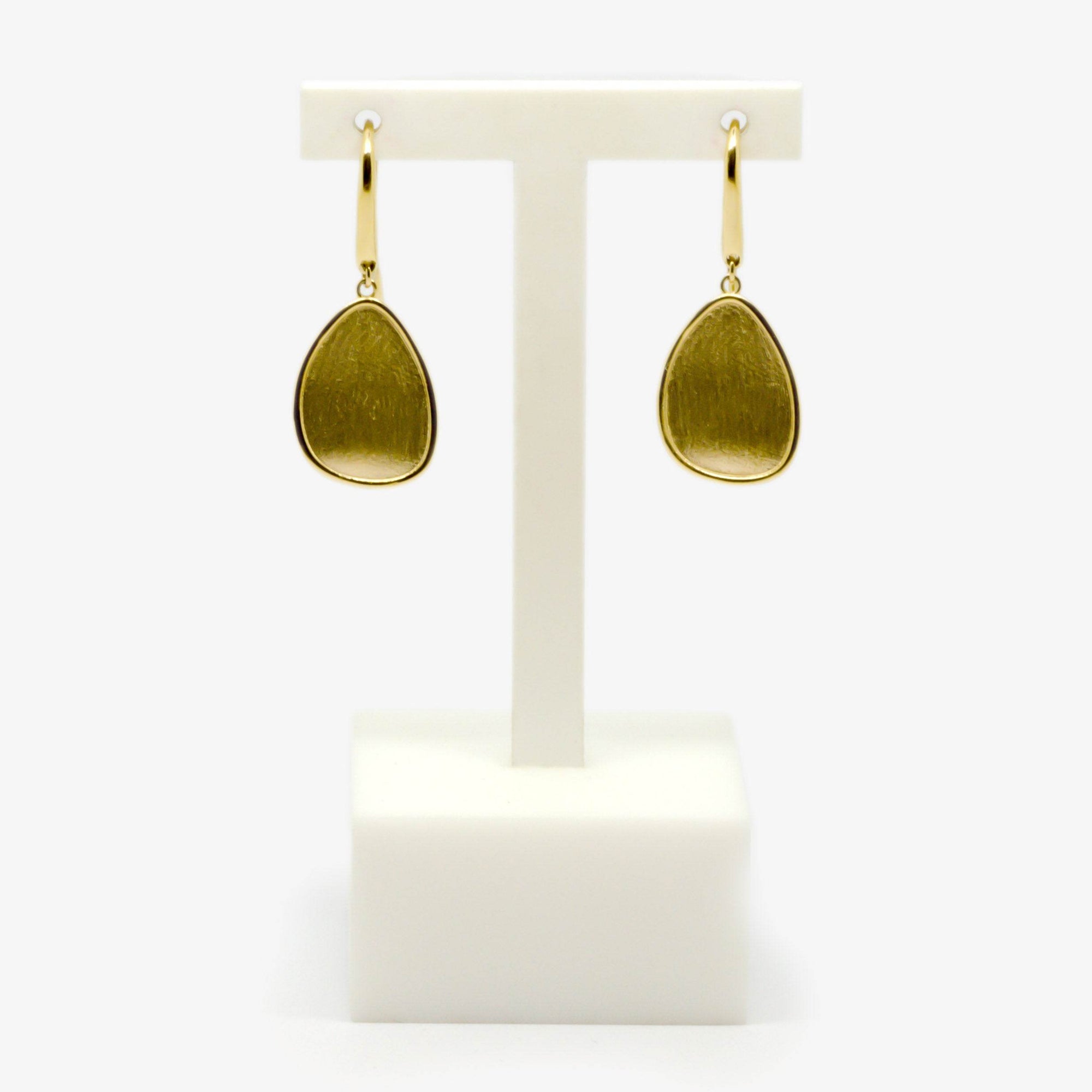 Oval Brushed Gold Drop Earrings - Jordans Jewellers
