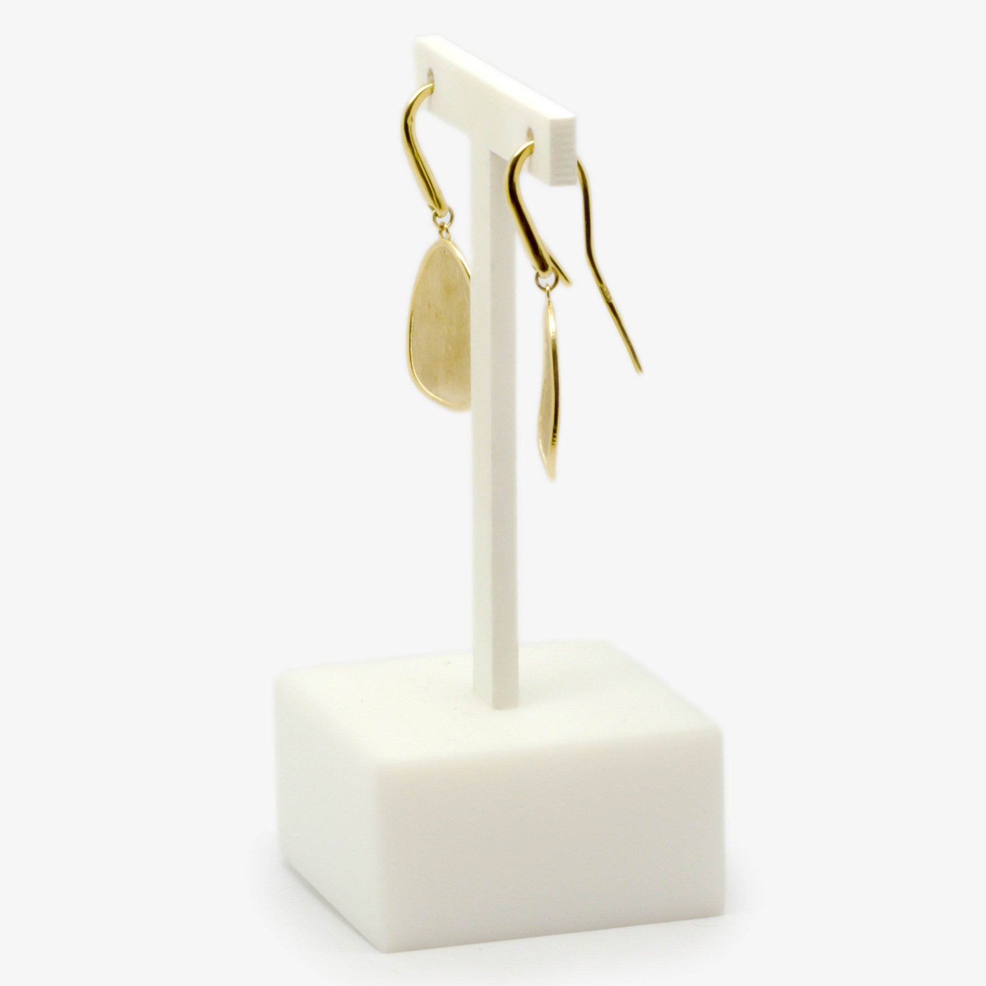 Oval Brushed Gold Drop Earrings - Jordans Jewellers