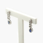 Graduated Diamond Bubble & Pear Shaped Sapphire Drop Earrings - Jordans Jewellers