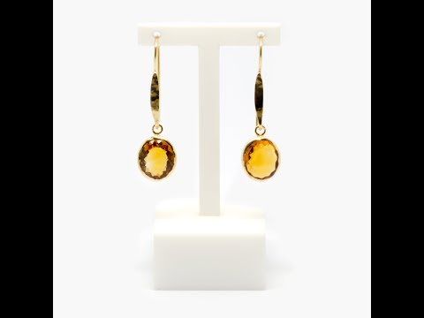 Jordans Jewellers rolled gold oval citrine drop earrings - Alternate shot 1 - Video 1
