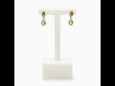 Jordans Jewellers 9ct rose gold oval peridot double drop earrings - Video 1