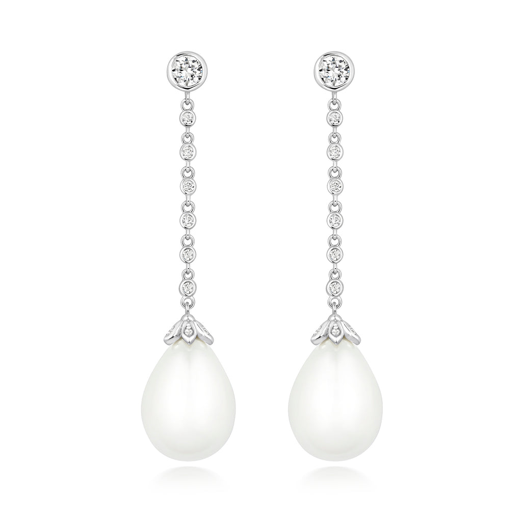 Lapidary Long Pearl Drop Earrings