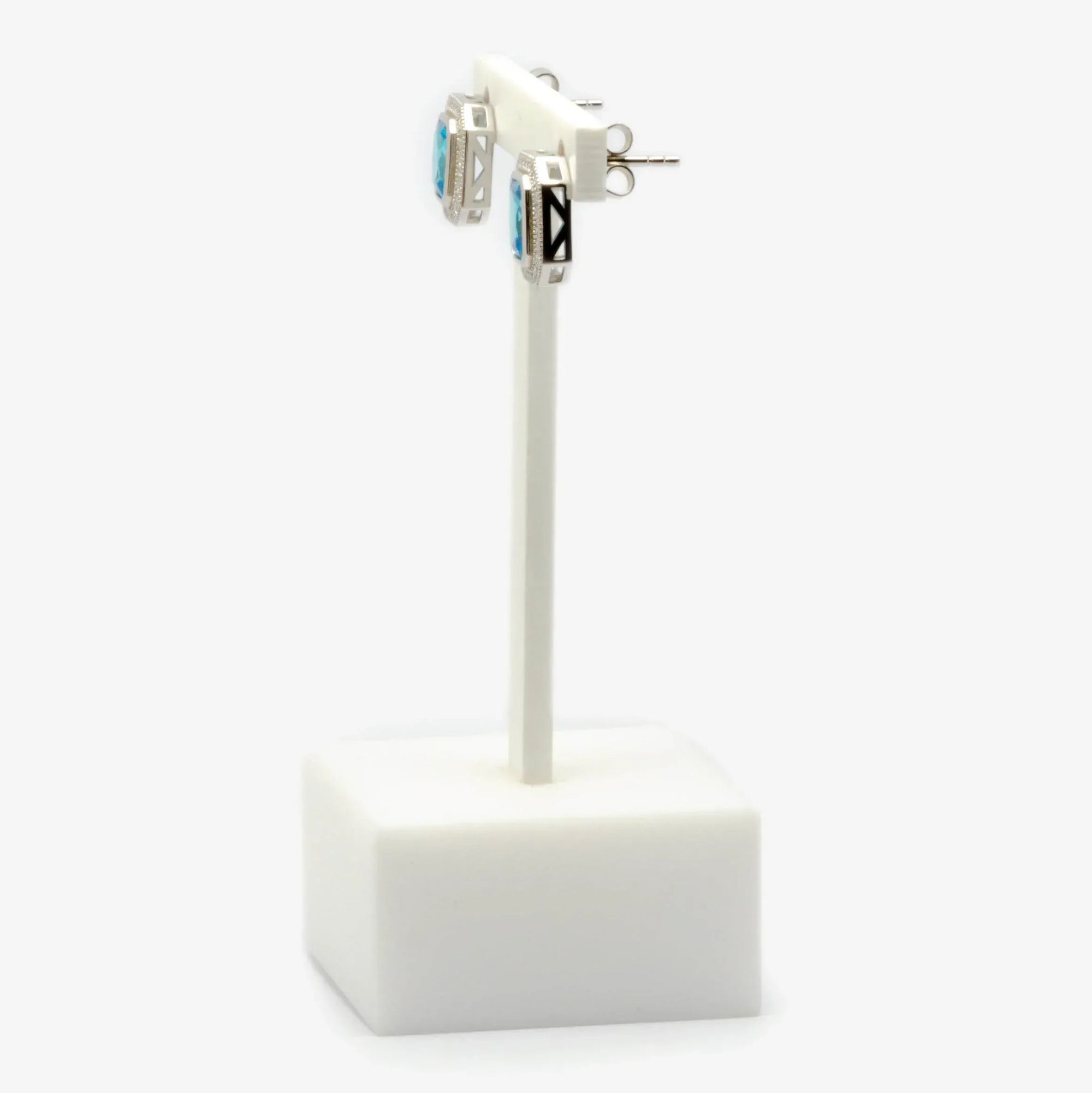 Light Blue Rectangle Cubic Zirconia Earrings - Jordans Jewellers