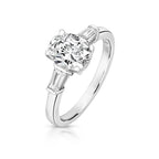 Lapidary Three Stone Oval & Tapered Baguette Cut Ring - Jordans Jewellers