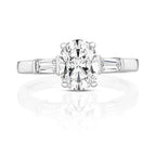 Lapidary Three Stone Oval & Tapered Baguette Cut Ring - Jordans Jewellers