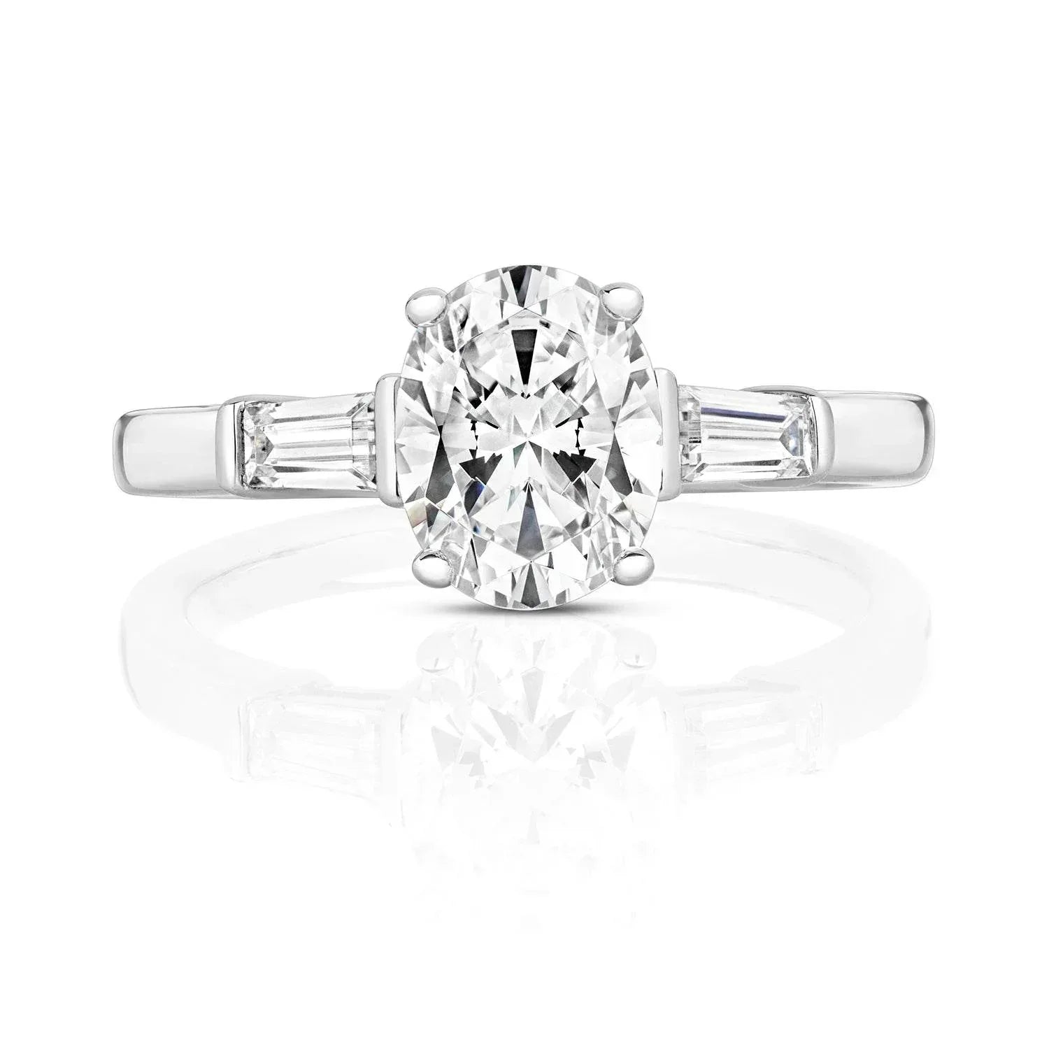 Lapidary Three Stone Oval & Tapered Baguette Cut Ring - Jordans Jewellers