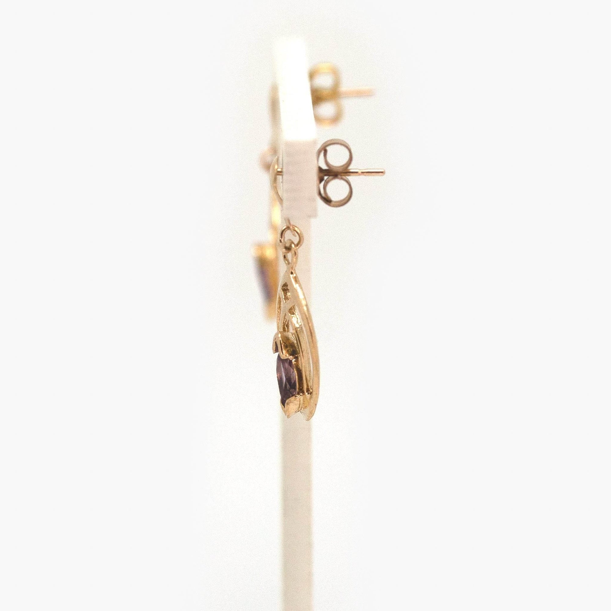 9 Carat Yellow Gold Marquise Amethyst Drop Earrings - Jordans Jewellers