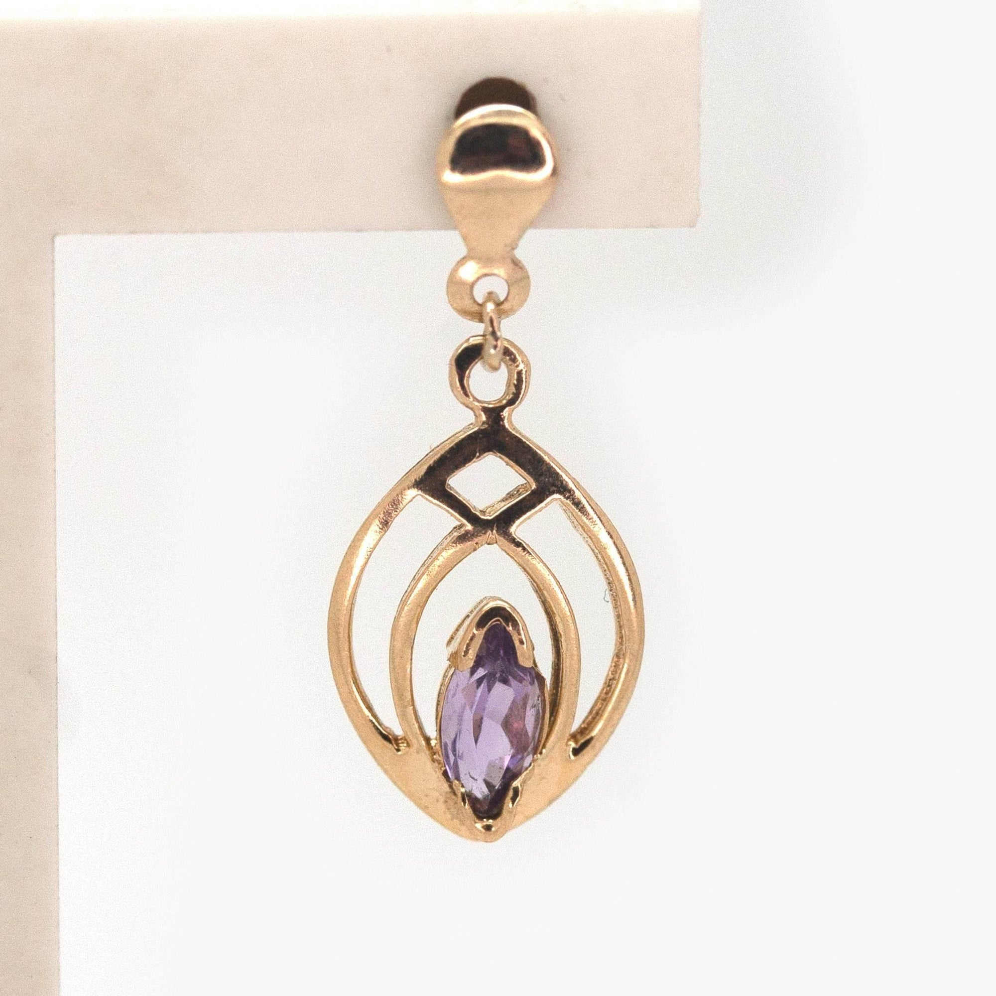 9 Carat Yellow Gold Marquise Amethyst Drop Earrings - Jordans Jewellers
