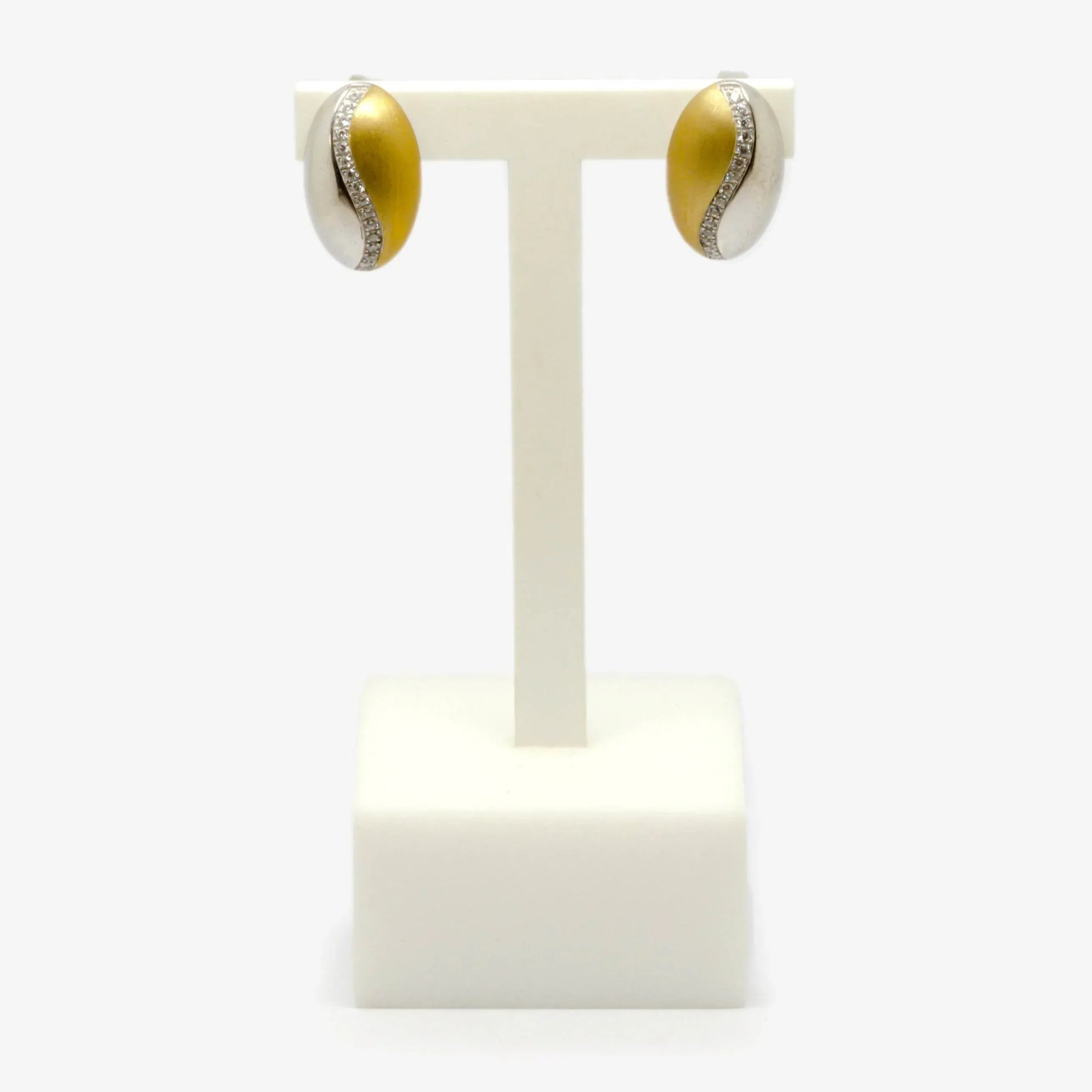 Silver Half Gold Plated Oval Stud Earrings - Jordans Jewellers