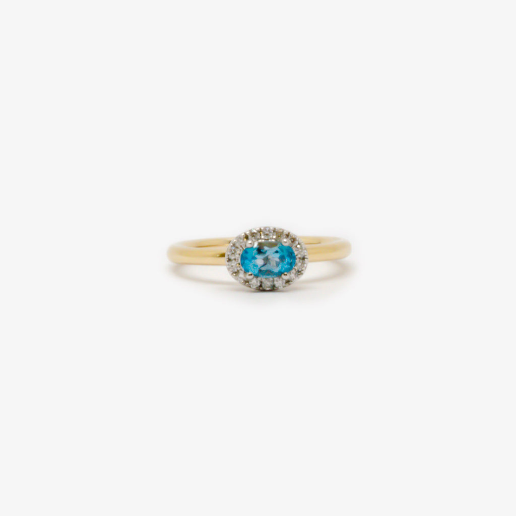 Jordans Jewellers 9ct gold blue topaz and diamond ring