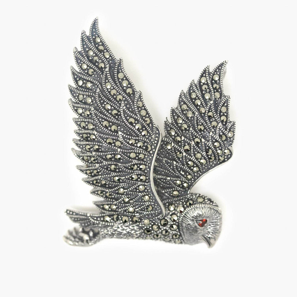 Silver Marcasite Owl Brooch Pendant - Jordans Jewellers