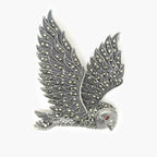 Silver Marcasite Owl Brooch Pendant - Jordans Jewellers