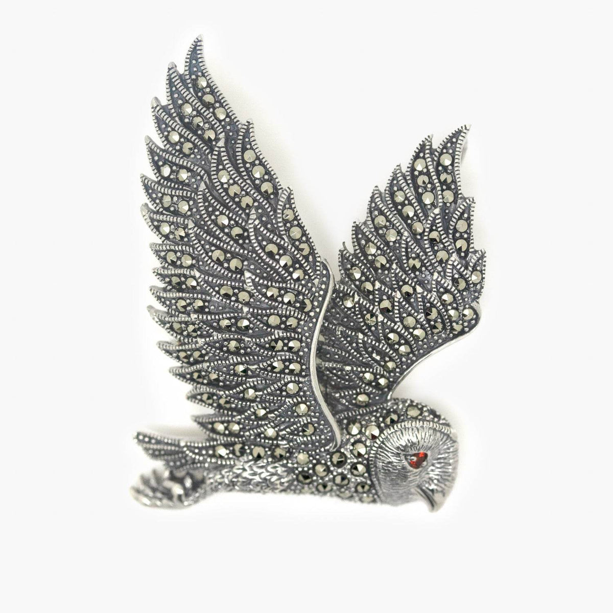 Silver Marcasite Owl Brooch Pendant - Jordans Jewellers