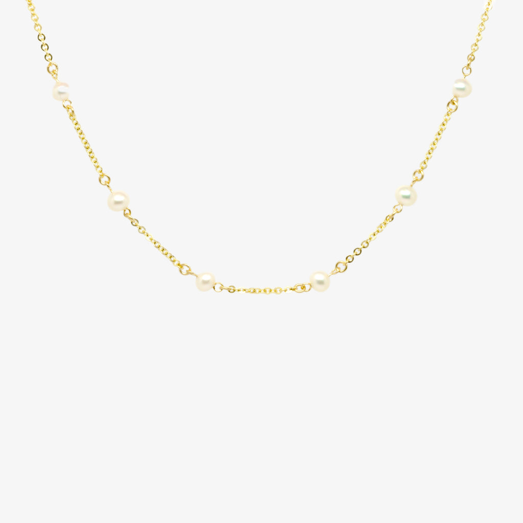 Jordans Jewellers 9ct yellow gold cultured pearl and chain necklace