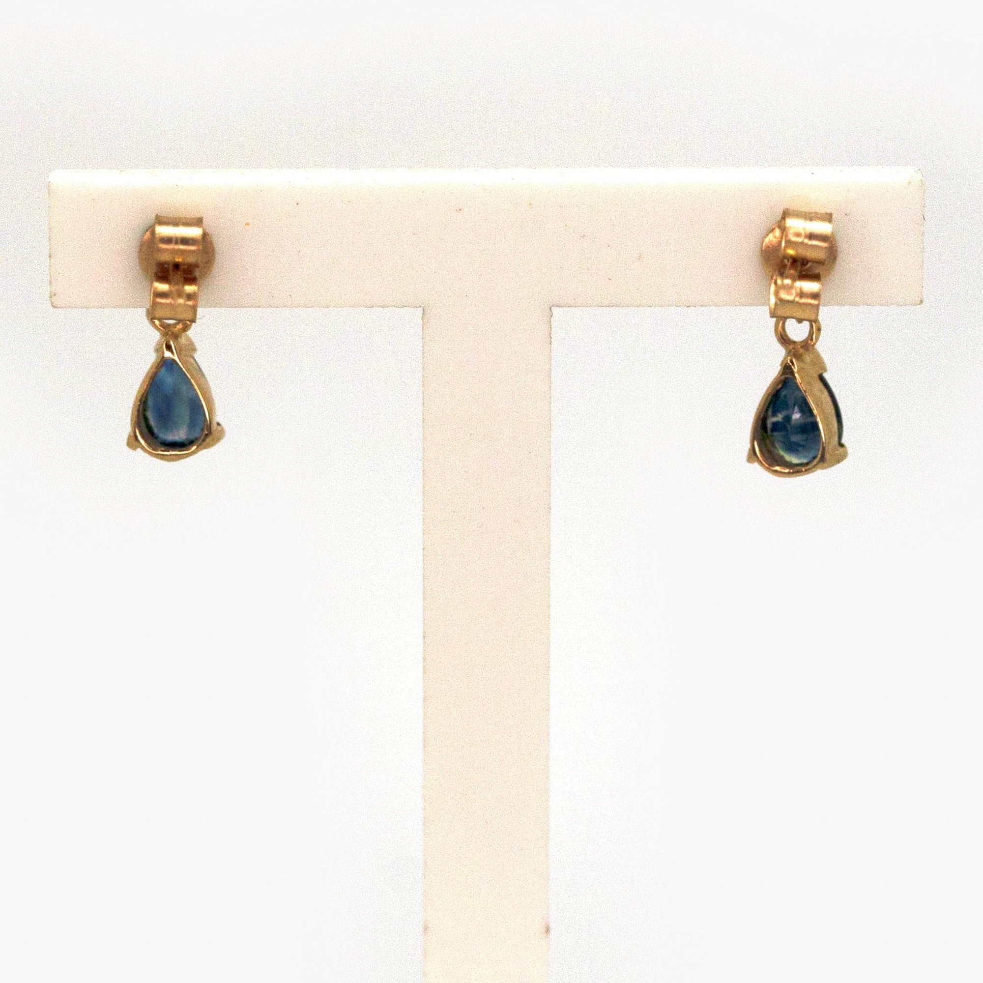 9 Carat Yellow Gold Pear Shaped Sapphire Drop Earrings - Jordans Jewellers